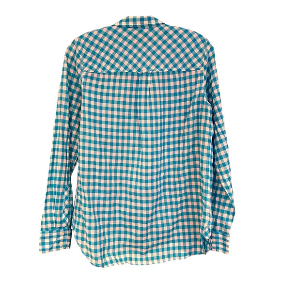 J.Crew‎ Classic Fit Boy Crinkle Gingham Shirt Women's 6 Blue Career Preppy - Picture 9 of 12